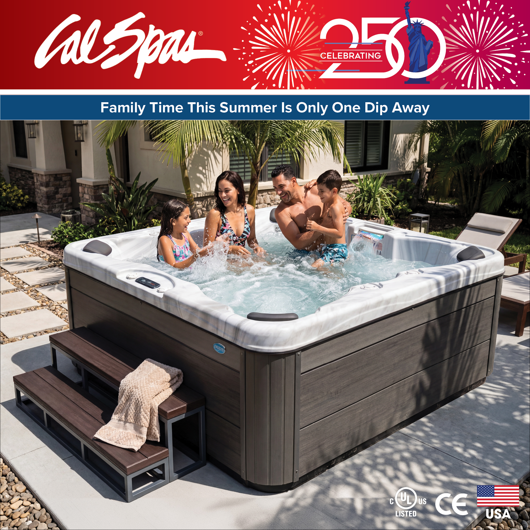 Calspas hot tub being used in a family setting - Owosso